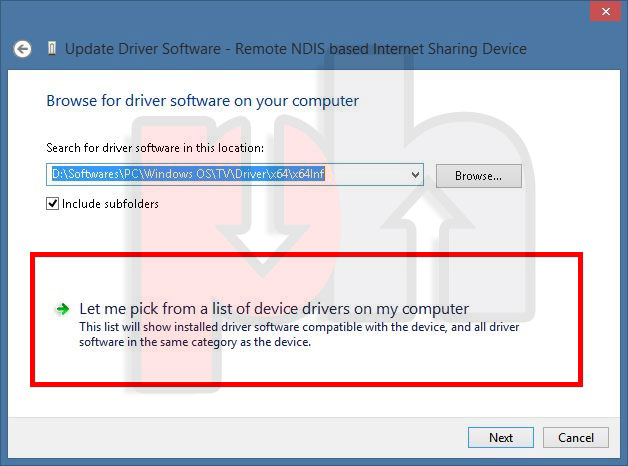 Pick a driver from a list of device drivers on this computer screen shot