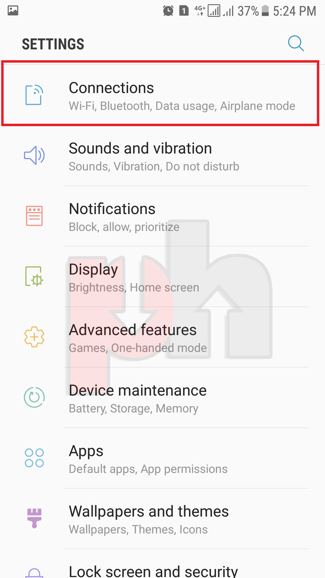 Android settings screenshot