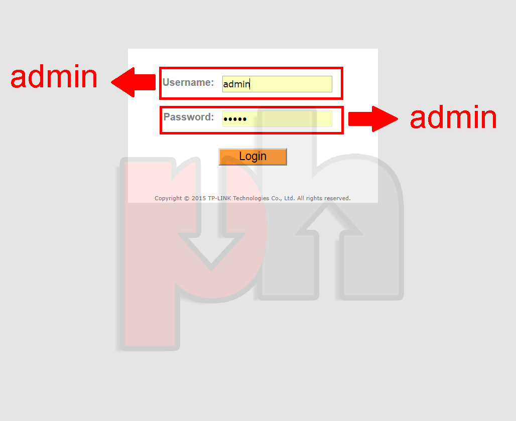 ADSL Modem login page screenshot