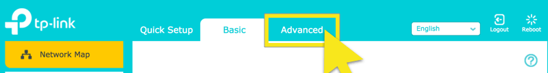 ADSL Modem advanced settings page screenshot