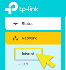 ADSL Modem Network >> internet page screenshot