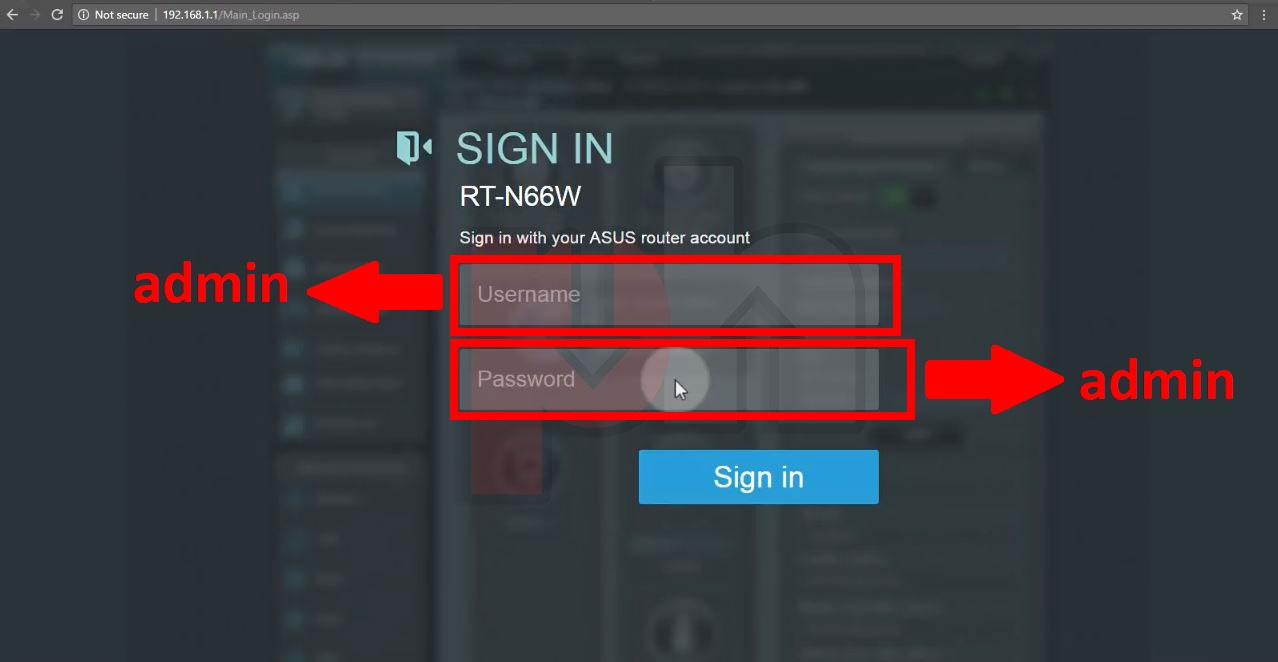 ADSL Modem login page screenshot