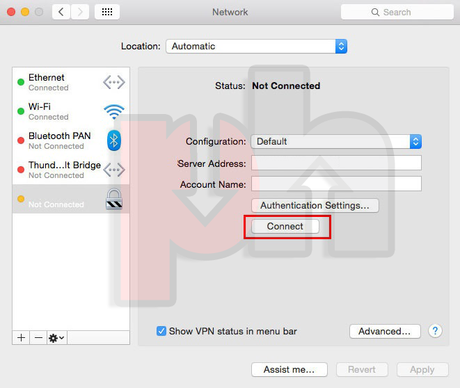 macOS Network window >> show the connection at the menu bar screenshot
