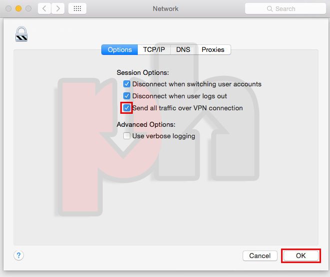 macOS Network window >> tunnel all the traffic screenshot
