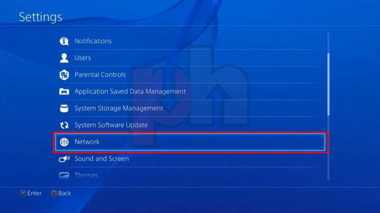 Entering PS game console network settings