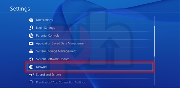 Entering PS game console network settings