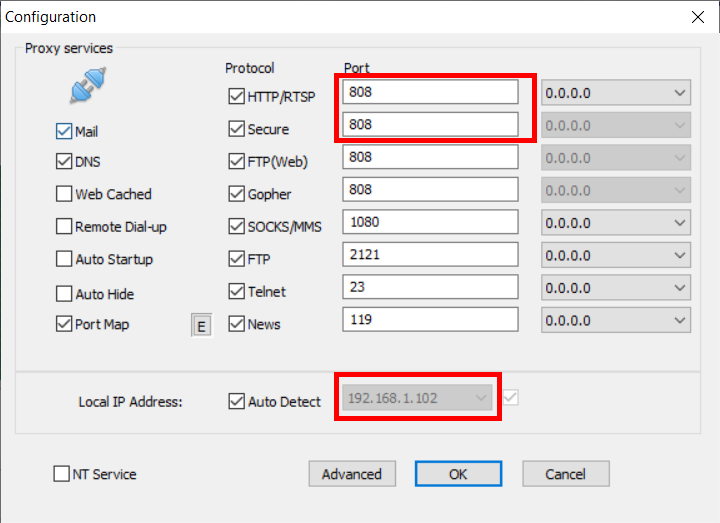 Starting middle program for transferring packets