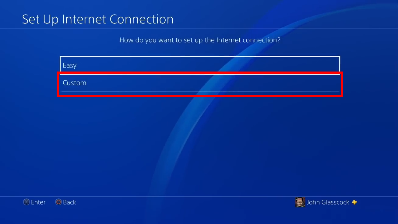 Choosing custom settings for cable network type in console