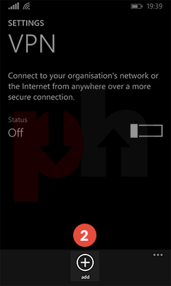 Windows phone settings >> connection list menu
