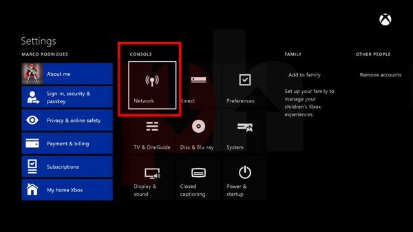 Entering settings on Xbox one/Xbox 360 game console