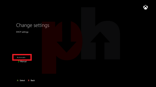 Choosing automatic ip settings