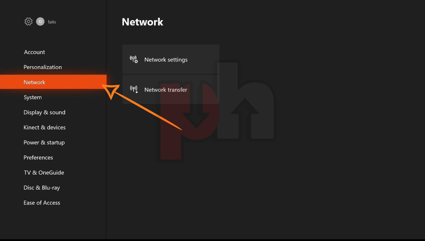 Entering Network section on Xbox one/Xbox 360 game console