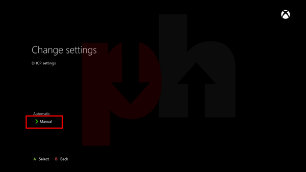 Choosing manual ip settings